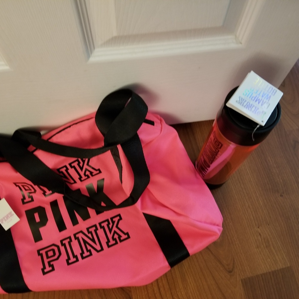 Brand New Pink Vs duffle bag & water bottle